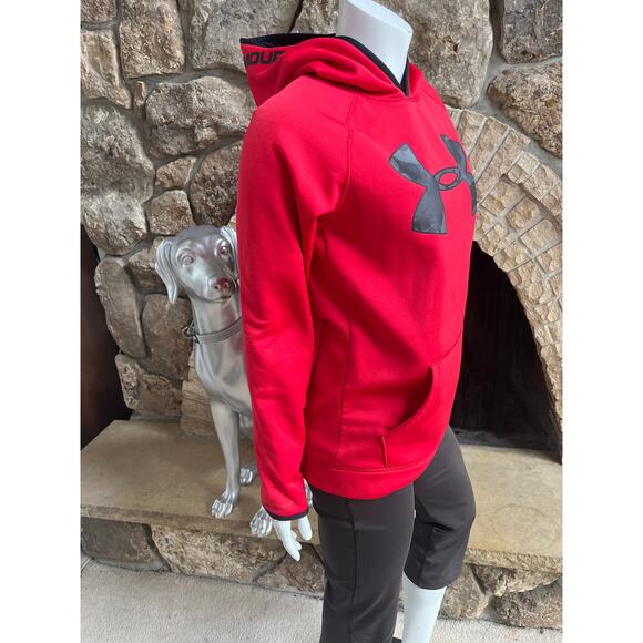 Under Armour Hooded Red Black Sweatshirt with Pocket Youth Size XL - Picture 1 of 4